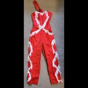 Piplotex red 50s Jumpsuit with fringe